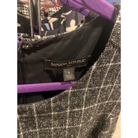 Banana Republic Black White Windowpane Sheath Dress - Excellent Condition - Picture 2 of 3